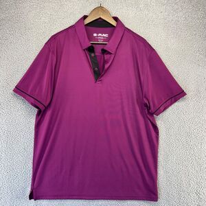 Gmac Polo Shirt Mens large Purple Performance Solid Stretch Collared Casual Golf